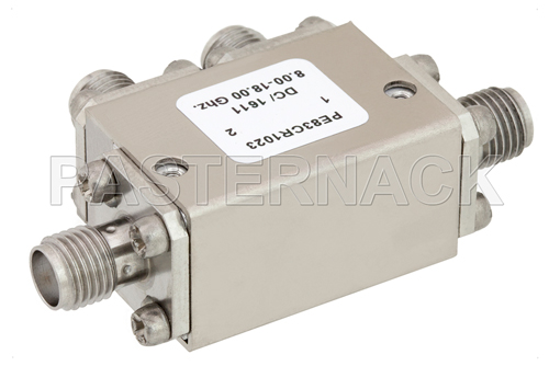 Dual Junction Circulator With 32 dB Isolation From 8 GHz to 18 GHz, 5 Watts And SMA Female