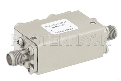 Dual Junction Circulator With 40 dB Isolation From 11 GHz to 18 GHz, 5 Watts And SMA Female