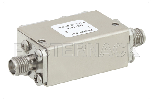 Dual Junction Isolator With 34 dB Isolation From 18 GHz to 26.5 GHz, 5 Watts And SMA Female