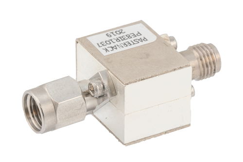 Isolator with 12 dB Isolation from 26.5 GHz to 40 GHz, 10 Watts and 2.92mm Female to 2.92mm Male