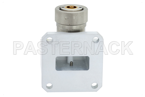 WR-90 Square Cover Flange to 7mm Sexless Waveguide to Coax Adapter Operating From 8.2 GHz to 12.4 GHz