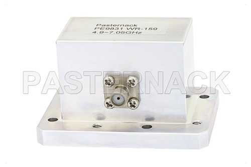WR-159 CMR-159 Flange to SMA Female Waveguide to Coax Adapter Operating From 4.9 GHz to 7.05 GHz, C Band