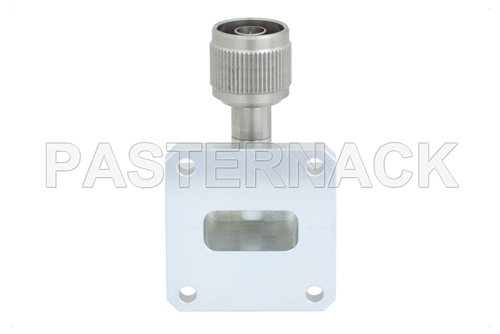 WR-90 Square Type Flange to N Male Waveguide to Coax Adapter Operating From 8.2 GHz to 12.4 GHz, X Band