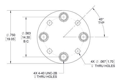 WR-10 Waveguide Short Plate, UG-Cover Round Flange, 4mm Copper