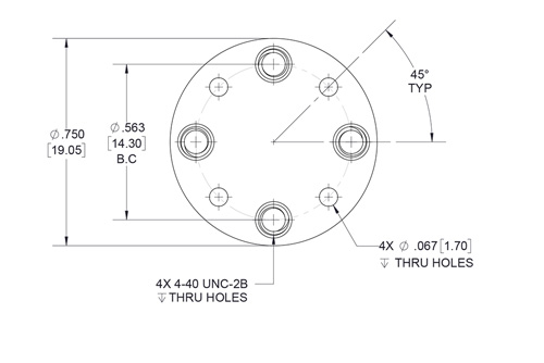 WR-12 Waveguide Short Plate, UG-Cover Round Flange, 4mm Copper