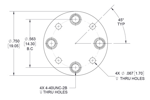 WR-15 Waveguide Short Plate, UG-Cover Round Flange, 4mm Copper