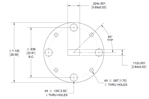 WR-22 Waveguide Shim, UG-Cover Round flange, 3mm Copper