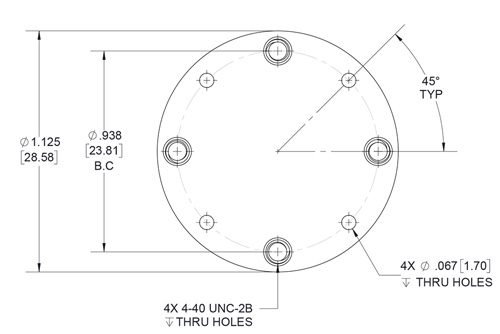WR-22 Waveguide Short Plate, UG-Cover Round Flange, 4mm Copper