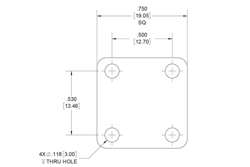WR-28 Waveguide Short Plate, UG-Cover Square Flange, 5mm Copper