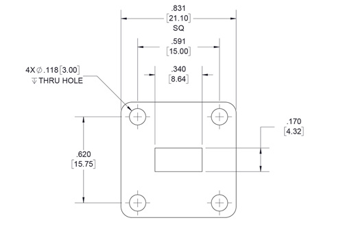 WR-34 Waveguide Shim, UG-Cover Square flange, 4mm Copper