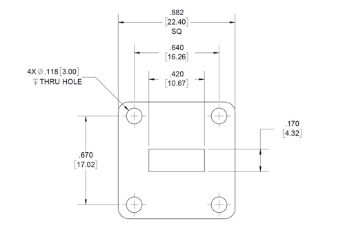 WR-42 Waveguide Shim, UG-Cover Square flange, 4mm Copper