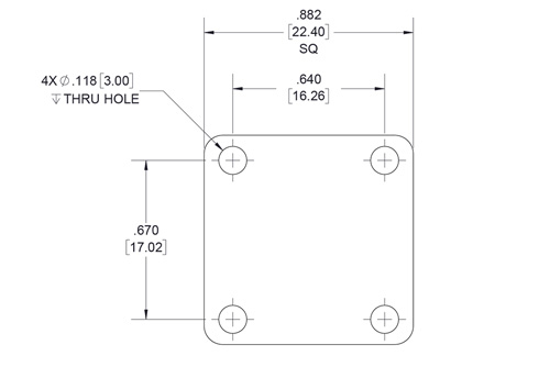 WR-42 Waveguide Short Plate, UG-Cover Square Flange, 4mm Copper