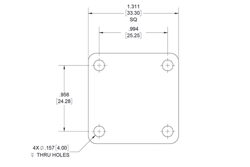 WR-62 Waveguide Short Plate, UG-Cover Square Flange, 5mm Copper