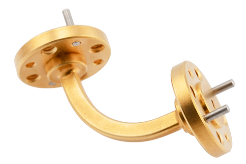 WR-8 Waveguide H-Bend with UG-383/U-Mod Flange Operating from 90 GHz to 140 GHz