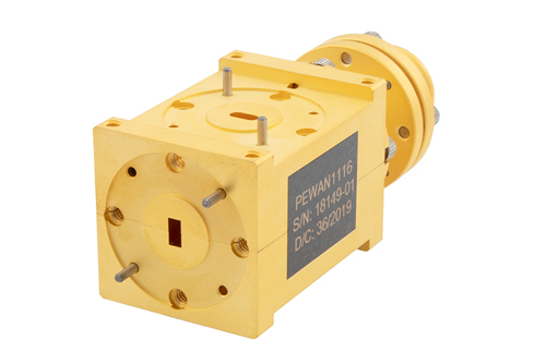 WR-19 Waveguide Dual Polarized Scalar Feed Horn Antenna, 40 GHz to 60 GHz Frequency Range, 13 dBi Gain, UG-383/U-Mod Flange