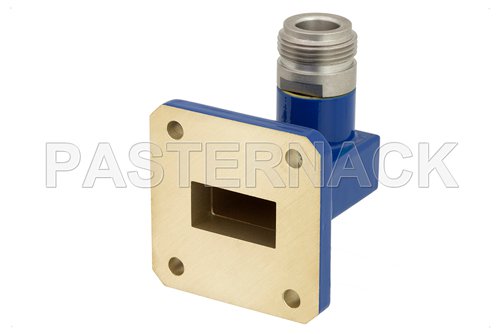 WR-75 Square Cover Flange to N Female Waveguide to Coax Adapter Operating From 10 GHz to 15 GHz, M Band