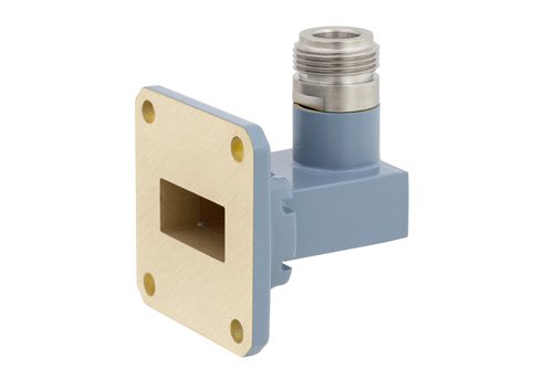 WR-90 UG-39/U Square Cover Flange to N Female Waveguide to Coax Adapter Operating From 8.2 GHz to 12.4 GHz, X Band