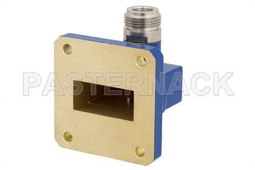 WR-112 UG-51/U Square Cover Flange to N Female Waveguide to Coax Adapter Operating From 7.05 GHz to 10 GHz, H Band