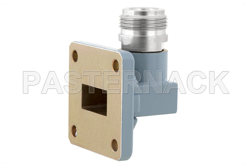 WR-62 UG-1665/U Square Cover Flange to N Female Waveguide to Coax Adapter Operating from 12.4 GHz to 18 GHz