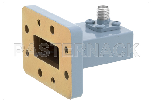 WR-90 CMR-90 Flange to SMA Female Waveguide to Coax Adapter, 8.2 GHz to 12.4 GHz, X Band, Aluminum, Paint
