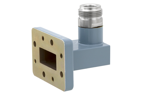 WR-90 CMR-90 Flange to Type N Female Waveguide to Coax Adapter, 8.2 GHz to 12.4 GHz, X Band, Aluminum, Paint