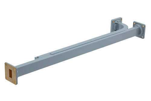 WR-62 10 dB Directional Waveguide Broadwall Coupler, UG-419/U Square Cover Flange, E-Plane Coupled Port, 12.4 GHz to 18 GHz