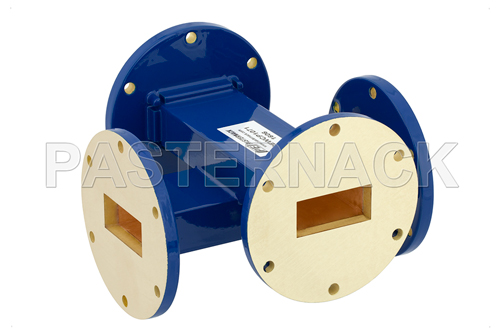 WR-137 20 dB Waveguide Crossguide Coupler, UG-344/U Round Cover Flange, 5.85 GHz to 8.2 GHz