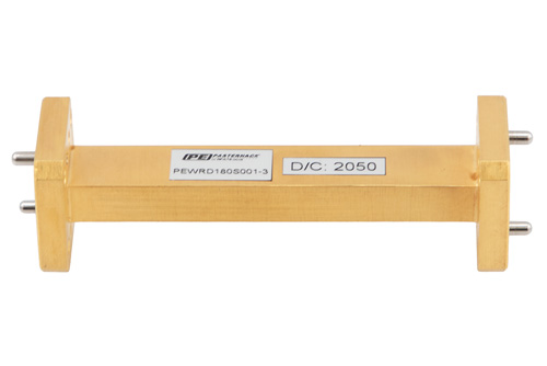 WRD-180 Straight Waveguide Section 3 Inch Length, UG Square Cover Flange from 18 GHz to 40 GHz in Brass
