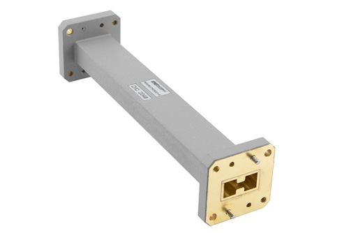 WRD-750 Straight Waveguide Section 6 Inch Length, UG Square Cover Flange from 7.5 GHz to 18 GHz in Brass