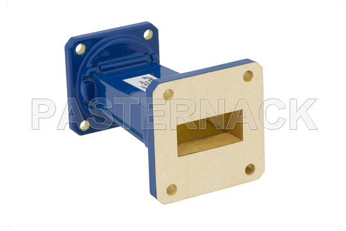 WR-112 to WR-90 Waveguide Transition 3 Inch Length With UG-51/U Square Cover Flange to UG-39/U Square Cover Flange