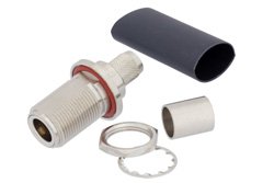 EZ-400-NF-BH - N Female Bulkhead Mount Connector Crimp/Non-Solder Contact Attachment for LMR-400, PE-C400, PE-B400, PE-B405