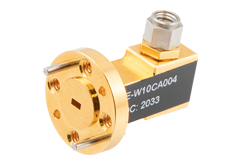 PE-W10CA004 - WR-10 UG-387/U-Mod Round Cover Flange to 1.0mm Male Waveguide to Coax Adapter Operating from 75 GHz to 110 GHz
