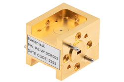 PE-W10CR002 - WR-10 Waveguide Circulator, 92 GHz to 94 GHz, 15 dB min Isolation, UG-387/U-M Cover Flange, Brass