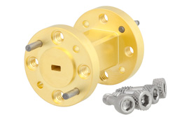 PE-W10TS12001A - WR-10 to WR-12 Waveguide Transition 1 Inch Length, UG-387/U-Mod Round Cover Flange to UG-387/U Round Cover Flange