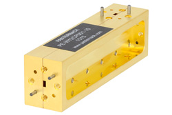 PE-W12CP001-10 - WR-12 Waveguide 10 dB Broadwall Coupler, UG-387/U Round Cover Flange, H-Plane Coupled Port, 60 GHz to 90 GHz, Brass Copper