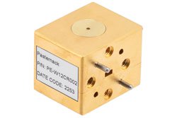 PE-W12CR002 - WR-12 Waveguide Circulator, 76 GHz to 78 GHz, 15 dB min Isolation, UG-387/U Cover Flange, Brass
