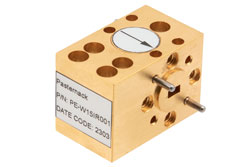 PE-W15IR001 - WR-15 Waveguide Isolator from 61 GHz to 65 GHz, 15 dB min Isolation, UG-385/U Cover Flange, Brass