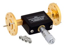 PE-W19AT001-30 - WR-19 Waveguide Continuously Variable Attenuator, 0 to 30 dB, From 40 GHz to 60 GHz, UG-383/U-Mod Round Cover Flange, Dial
