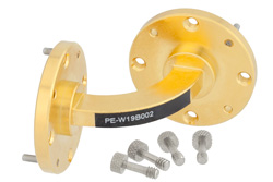PE-W19B002 - WR-19 Instrumentation Grade Waveguide H-Bend with UG-383/U-Mod Flange Operating from 40 GHz to 60 GHz