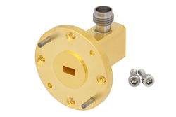PE-W19CA001 - WR-19 UG-383/U-Mod Round Cover Flange to 1.85mm Female Waveguide to Coax Adapter Operating from 40 GHz to 60 GHz