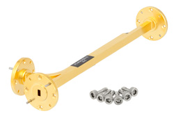 PE-W19CP003-10 - WR-19 Waveguide 10 dB Broadwall Coupler, UG-383/U Round Cover Flange, E-Plane Coupled Port, 40 GHz to 60 GHz, Brass Copper