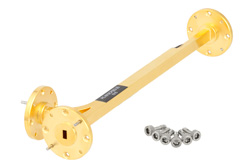 PE-W19CP003-20 - WR-19 Waveguide 20 dB Broadwall Coupler, UG-383/U Round Cover Flange, E-Plane Coupled Port, 40 GHz to 60 GHz, Brass Copper