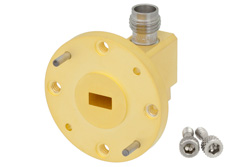 WR-22 UG-383/U Round Cover Flange to 2.4mm Female Waveguide to Coax Adapter Operating From 33 GHz to 50 GHz, Q Band