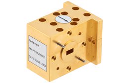 PE-W22CR002 - WR-22 Waveguide Circulator, 40 GHz to 46 GHz, 15 dB min Isolation, UG-383/U Cover Flange, Brass