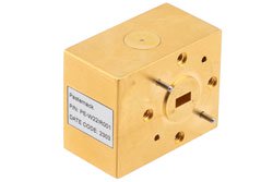 PE-W22IR001 - WR-22 Waveguide Isolator from 32.9 GHz to 40 GHz, 15 dB min Isolation, UG-383/U Cover Flange, Brass