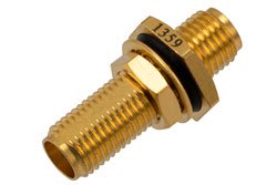 PE1359 - Hermetically Sealed SMA Female to SMA Female Bulkhead Mount Adapter, 18GHz VSWR1.2, MIL-STD 348B