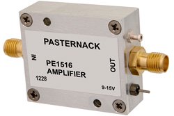 PE1516 - 16 dBm P1dB, 100 MHz to 3 GHz, Gain Block Amplifier, 18 dB Gain, 6 dB NF, SMA