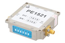 PE1521 - 15 dBm P1dB, 2 GHz to 6 GHz, Gain Block Amplifier, 26 dB Gain, 3 dB NF, SMA