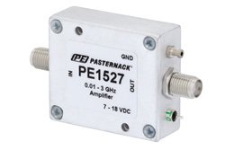 PE1527 - 11 dBm P1dB, 10 MHz to 3 GHz, Gain Block Amplifier, 15 dB Gain, 3 dB NF, SMA