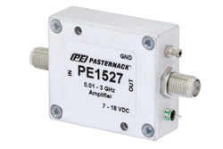 PE1527 - 11 dBm P1dB, 10 MHz to 3 GHz, Gain Block Amplifier, 15 dB Gain, 3 dB NF, SMA